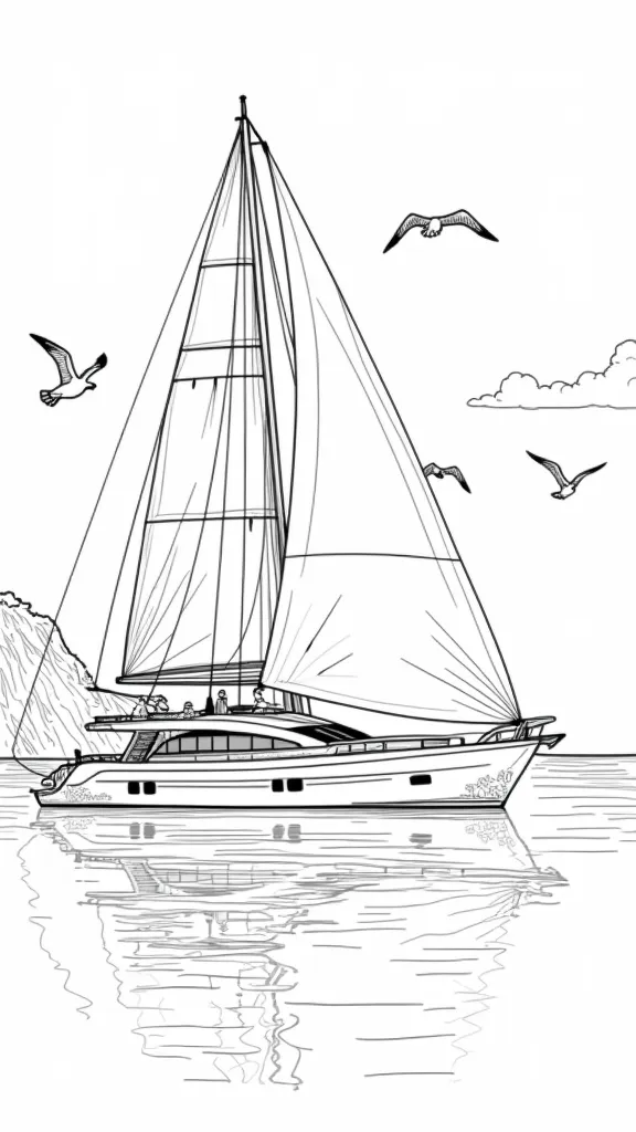 yacht coloring page